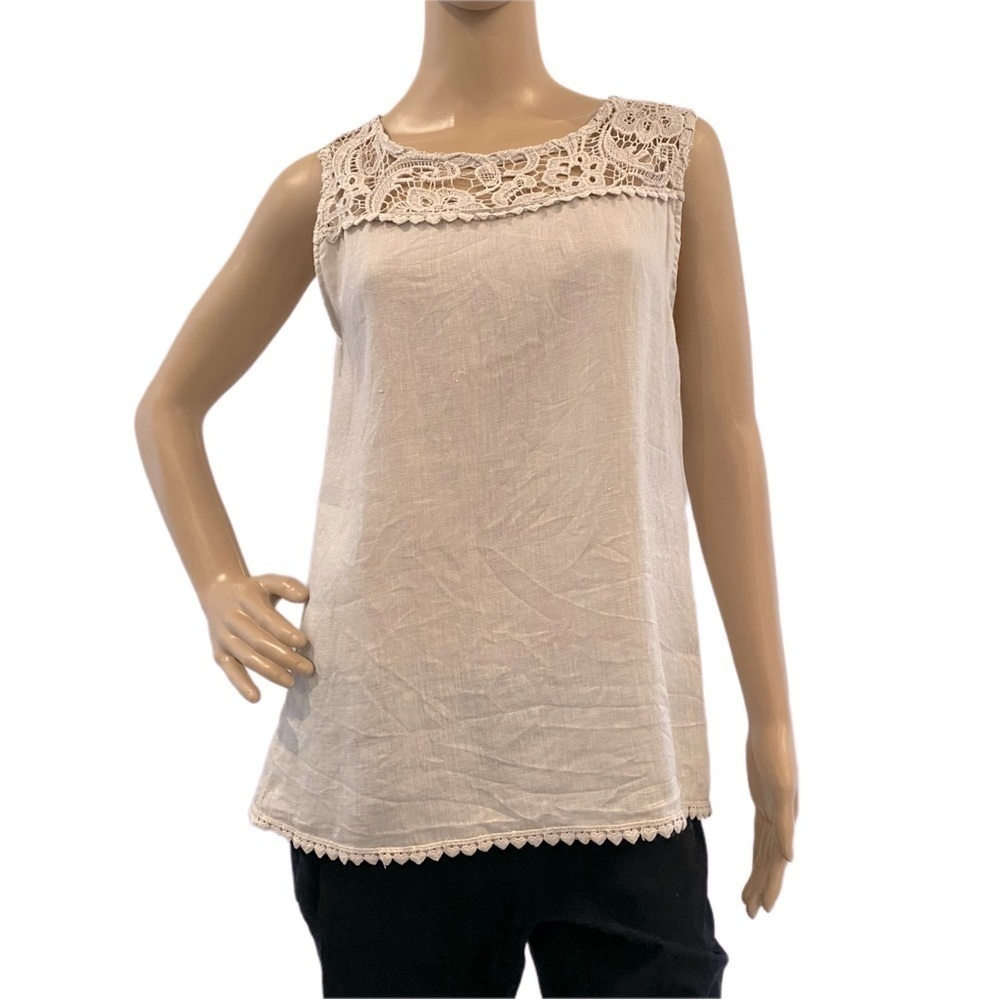⭐️ MARINA Gigli size Small 100% Linen Women Sleeveless Tank Top
